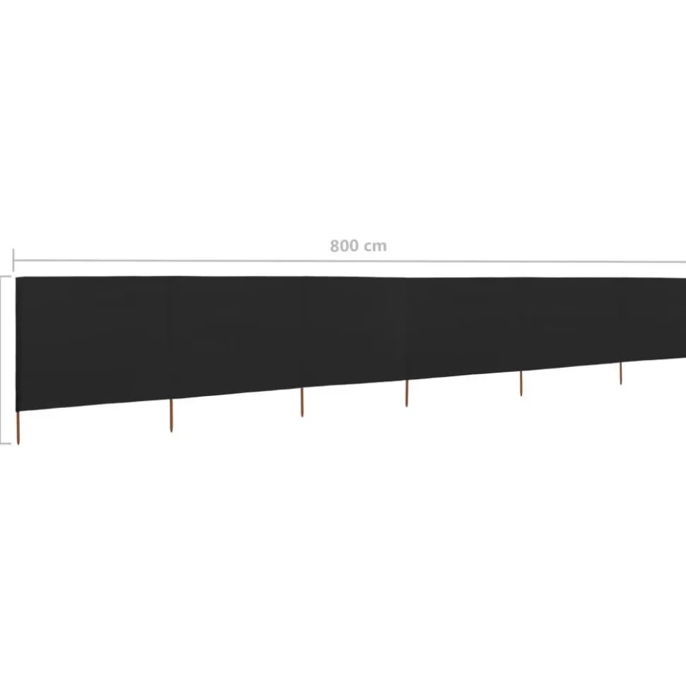 Tuulensuojakangas 6 paneelilla 800x80 cm musta