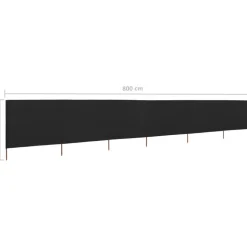 Tuulensuojakangas 6 paneelilla 800x80 cm musta