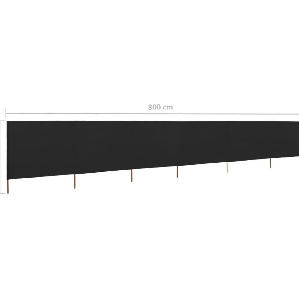 Tuulensuojakangas 6 paneelilla 800x80 cm musta