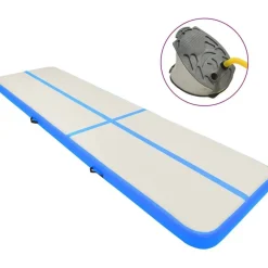 Täytettävä voimistelumatto pumpulla 700x100x15cm PVC sininen