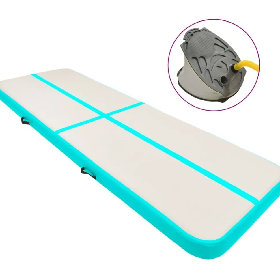 Täytettävä voimistelumatto pumpulla 300x100x15 cm PVC vihreä