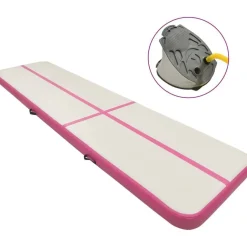 Täytettävä voimistelumatto pumpulla 700x100x20 cm PVC pinkki