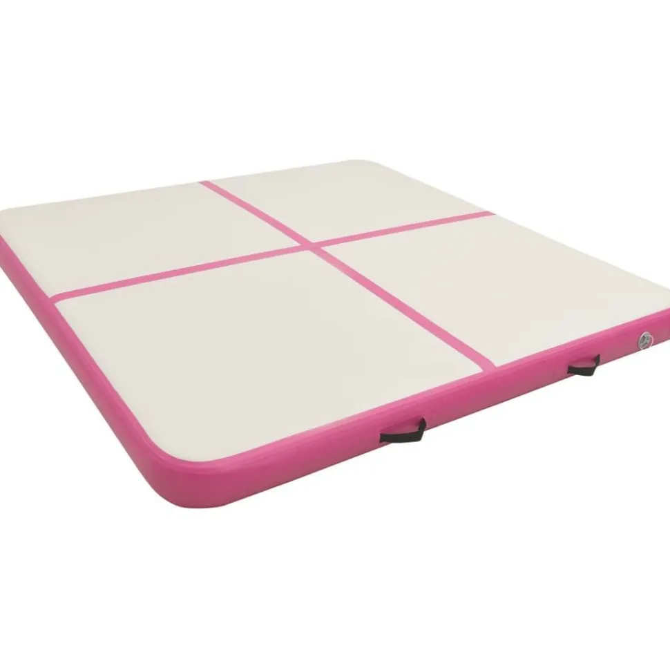 Täytettävä voimistelumatto pumpulla 200x200x15 cm PVC pinkki