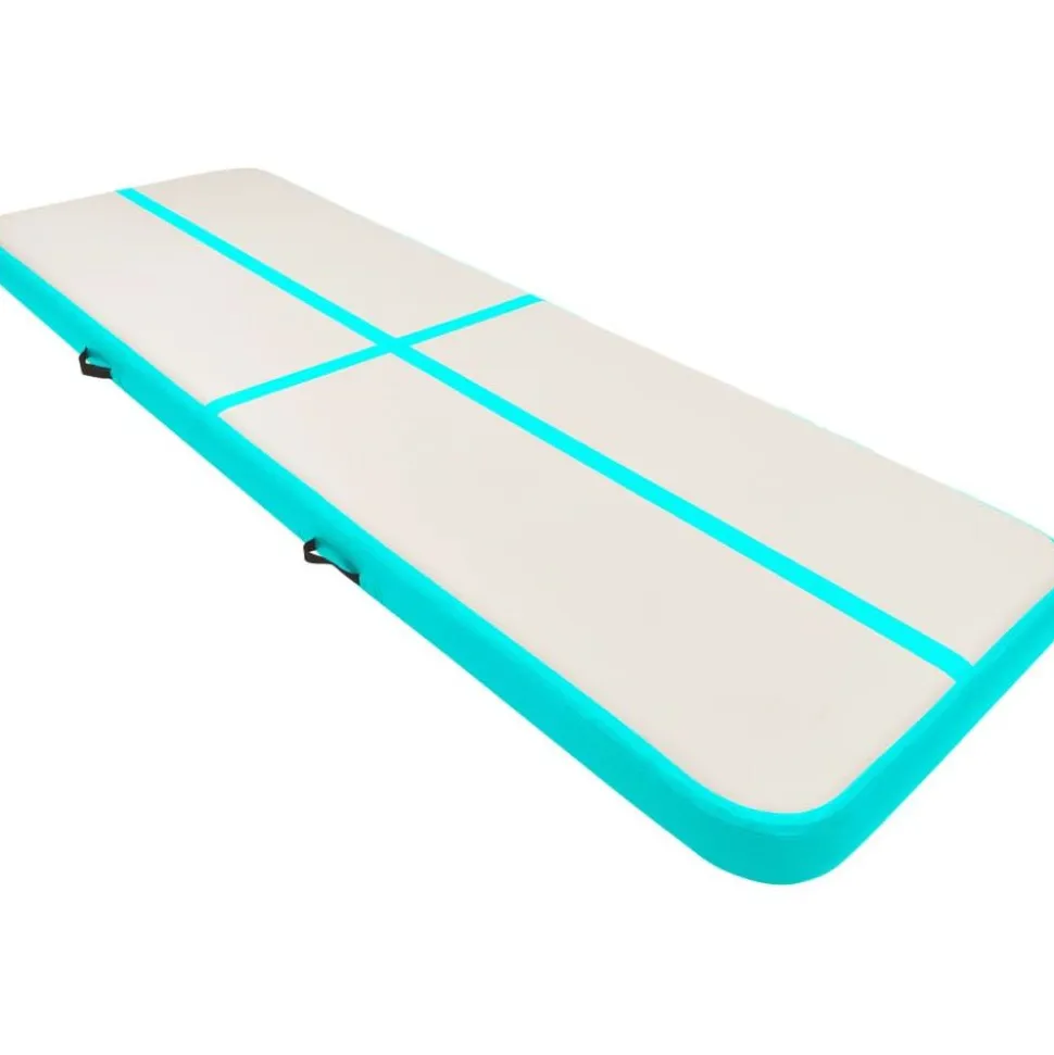 Täytettävä voimistelumatto pumpulla 400x100x20 cm PVC vihreä