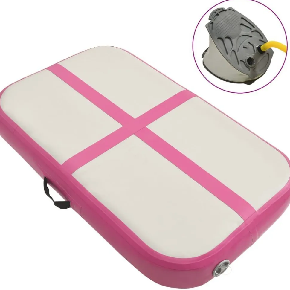 Täytettävä voimistelumatto pumpulla 60x100x20 cm PVC pinkki
