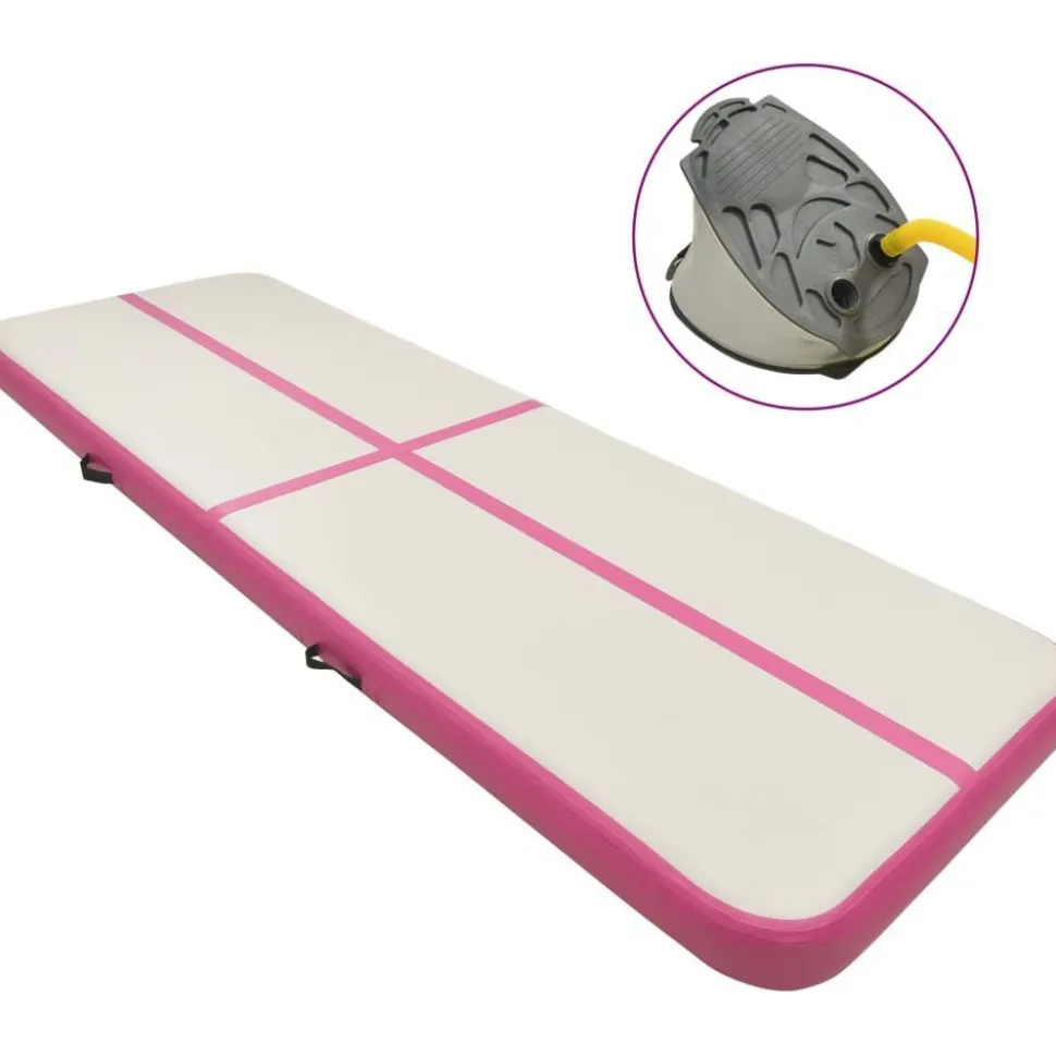 Täytettävä voimistelumatto pumpulla 400x100x20 cm PVC pinkki