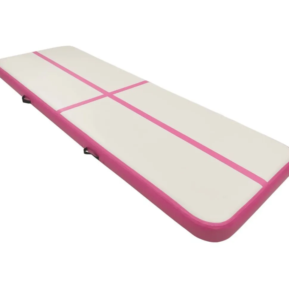 Täytettävä voimistelumatto pumpulla 400x100x20 cm PVC pinkki
