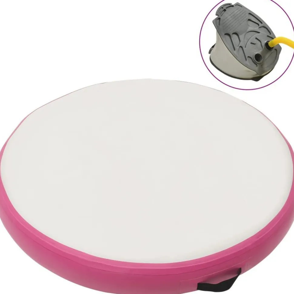 Täytettävä voimistelumatto pumpulla 100x100x10 cm PVC pinkki
