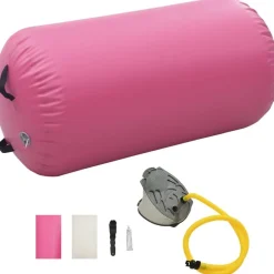 Täytettävä voimistelurulla pumpulla 120x90 cm PVC pinkki