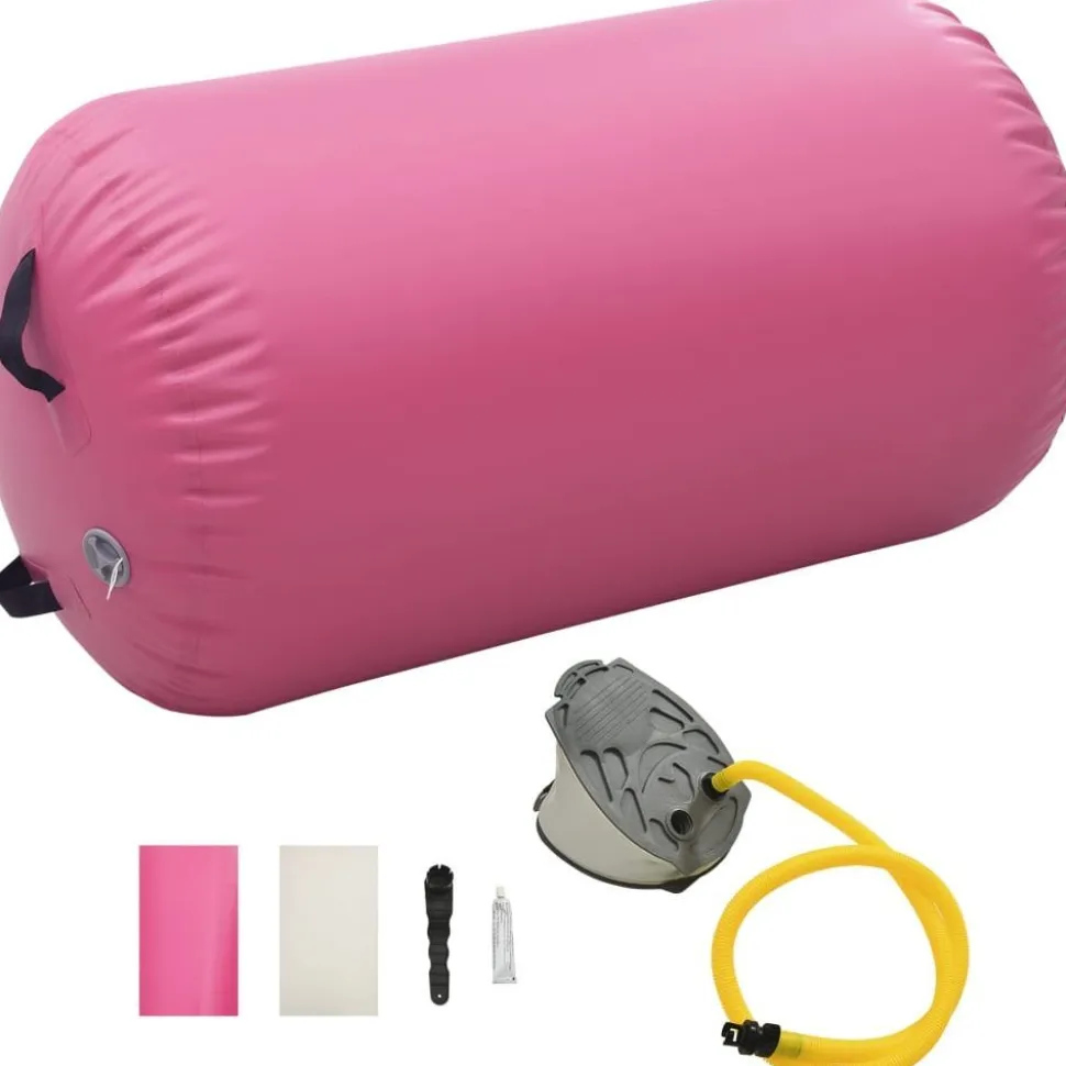 Täytettävä voimistelurulla pumpulla 100x60 cm PVC pinkki