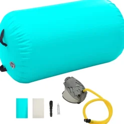 Täytettävä voimistelurulla pumpulla 100x60 cm PVC vihreä