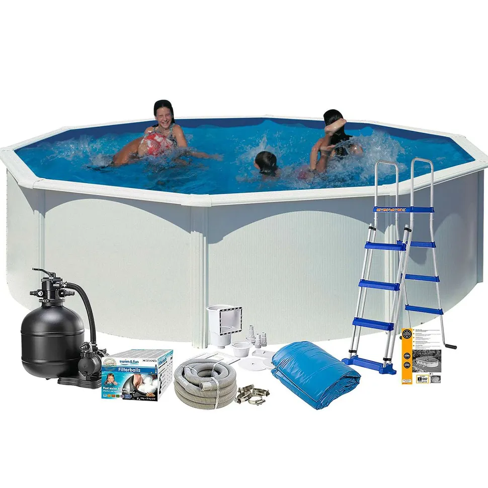 Uima-allaspaketti Swim & Fun 132 pyöreä Ø460 cm valkoinen