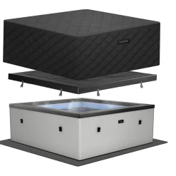 Ulkoporeallas Wave Spa Garda, 6 hlöä, 90 suutinta, WiFi, neliö, koottava, harmaa