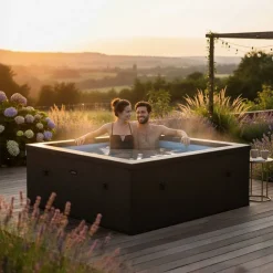 Ulkoporeallas Wave Spa Garda, 6 hlöä, 90 suutinta, WiFi, neliö, koottava, musta