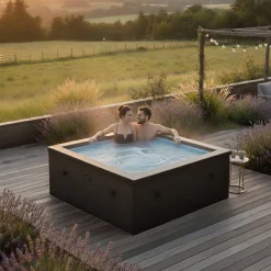 Ulkoporeallas Wave Spa Garda, 6 hlöä, 90 suutinta, WiFi, neliö, koottava, musta