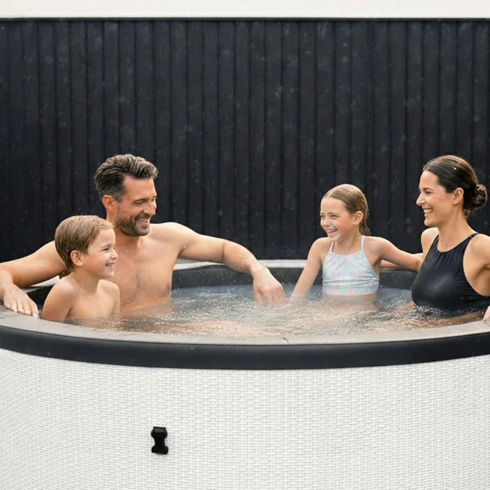 Ulkoporeallas Wave Spa Tahoe, 4 hlöä, 70 suutinta, WiFi, pyöreä, koottava, valkoinen