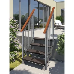 Ulkoportaat Dolle Gardentop Trimax kahdella Nordic-kaiteella tummanruskea eri kokoja