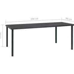 Ulkoruokapöytä antrasiitti 150x90x74 cm teräs