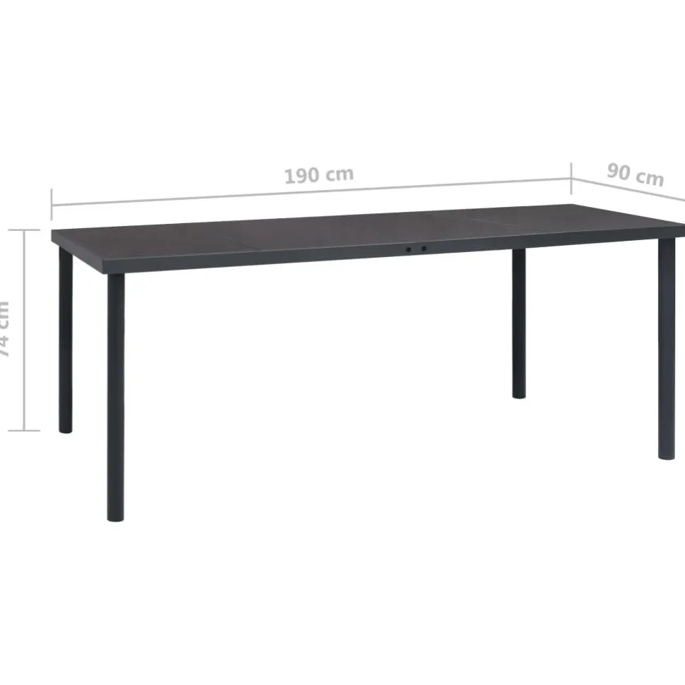 Ulkoruokapöytä antrasiitti 150x90x74 cm teräs