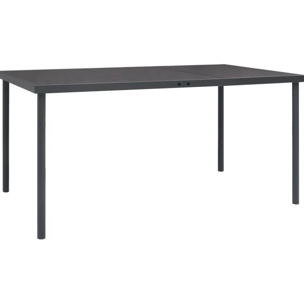 Ulkoruokapöytä antrasiitti 150x90x74 cm teräs