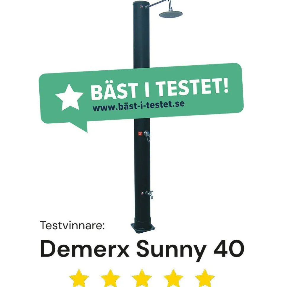 Ulkosuihku Demerx Sunny 40, aurinkolämmitteinen, musta
