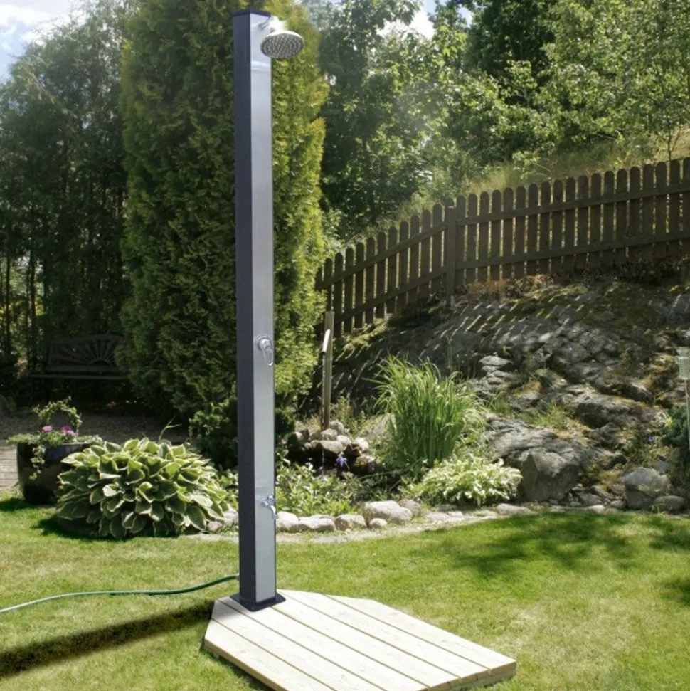 Ulkosuihku Demerx Sunny 30 Exclusive, aurinkolämmitteinen, alumiini, musta