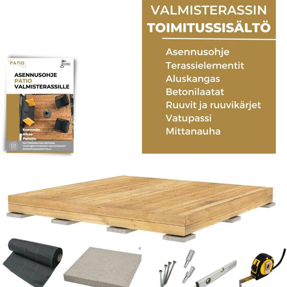 Valmisterassi PatioN°rd Havu, 4x4m, kestopuu