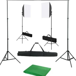 Valokuvastudiosarja 3 softbox-valoilla ja taustakankaalla