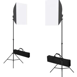 Valokuvastudiosarja 3 softbox-valoilla ja taustakankaalla