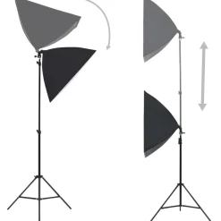 Valokuvastudiosarja 3 softbox-valoilla ja taustakankaalla