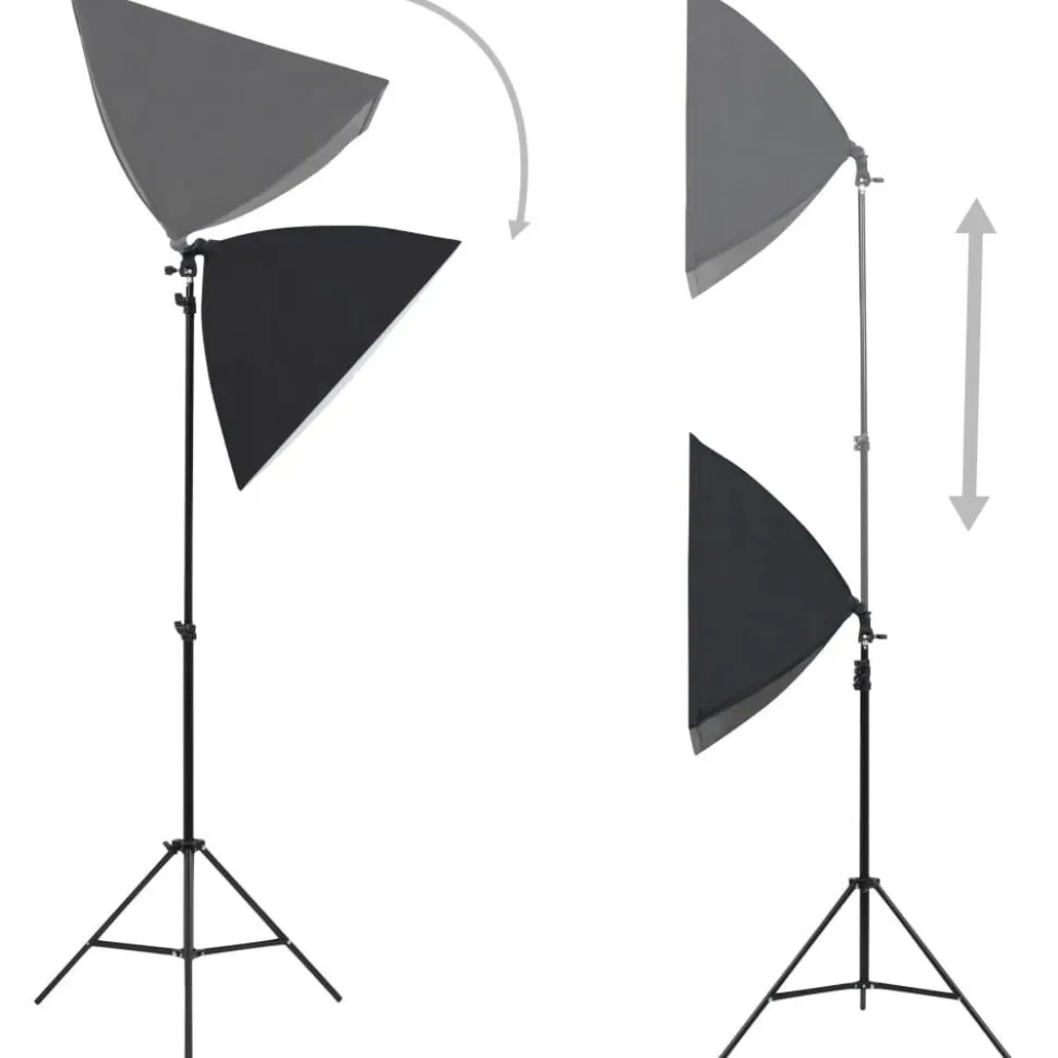 Valokuvastudiosarja 6 softbox-valoilla ja taustakankaalla