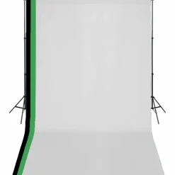 Valokuvastudiosetti, 3 puuvillataustaa, säädettävä runko, 3x5 m