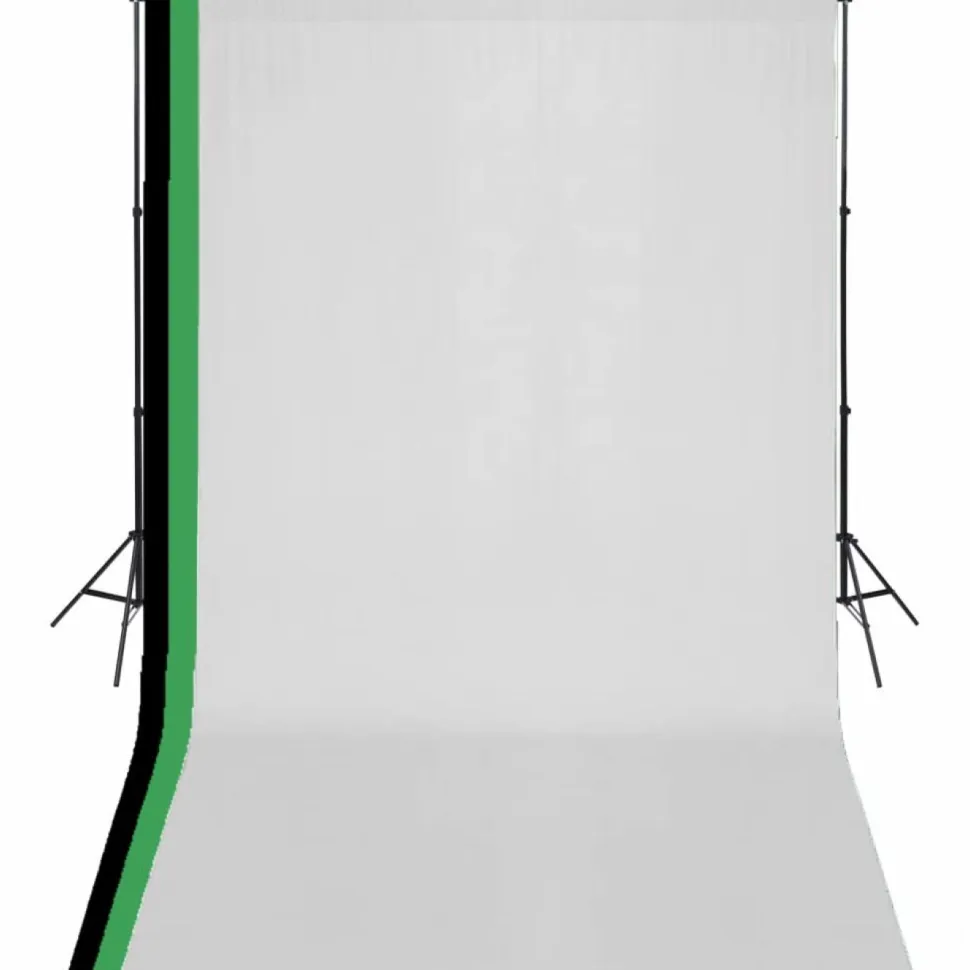 Valokuvastudiosetti, 3 puuvillataustaa, säädettävä runko, 3x5 m