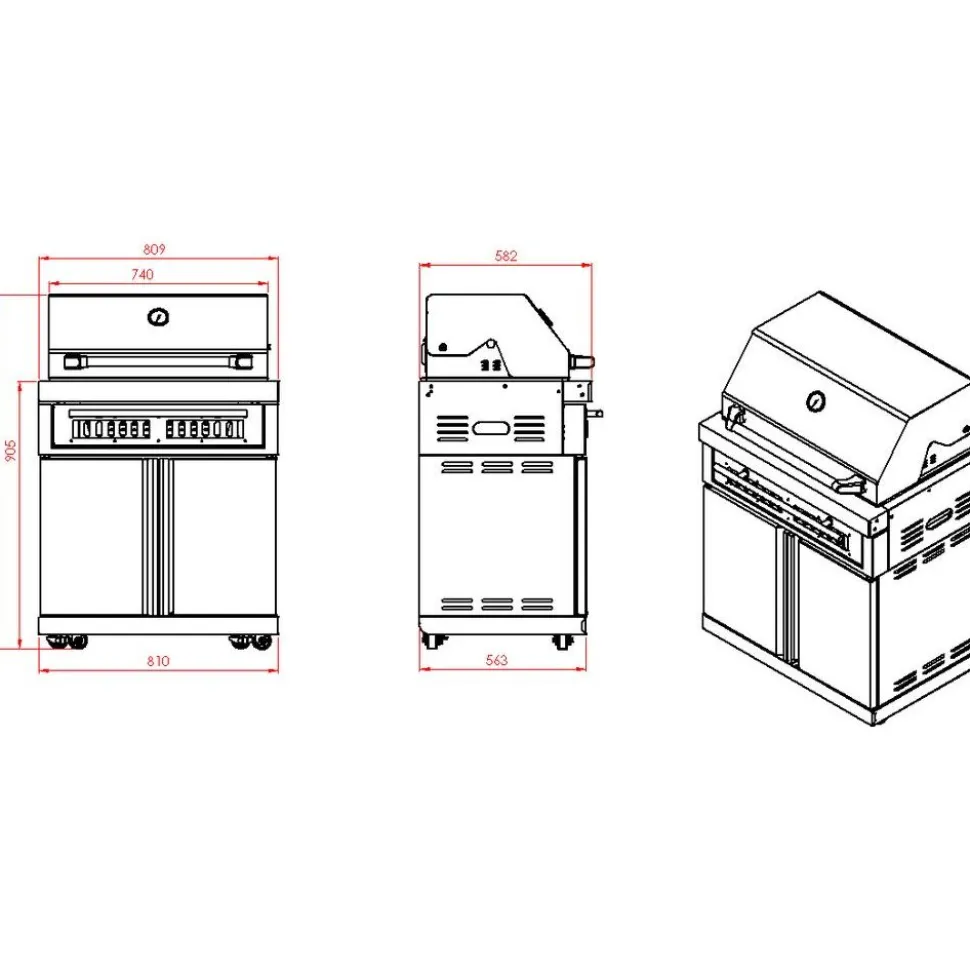 Vapaasti seisova hiiligrilli Myoutdoorkitchen Classic Line Stainless, ruostumaton teräs