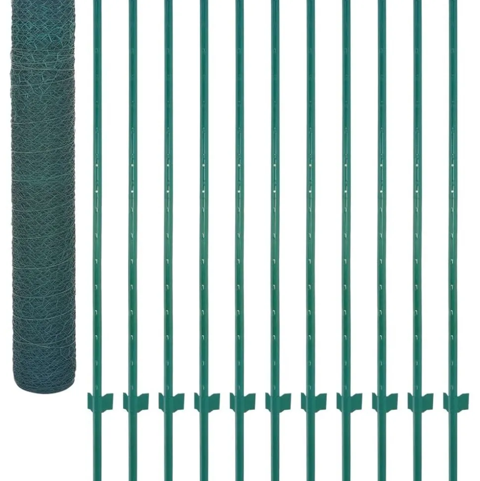 Verkkoaita tolpilla teräs 25x1.5m silmäkoko 25mm vihreä