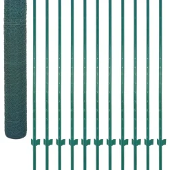 Verkkoaita tolpilla teräs 25x1.5m silmäkoko 50mm vihreä