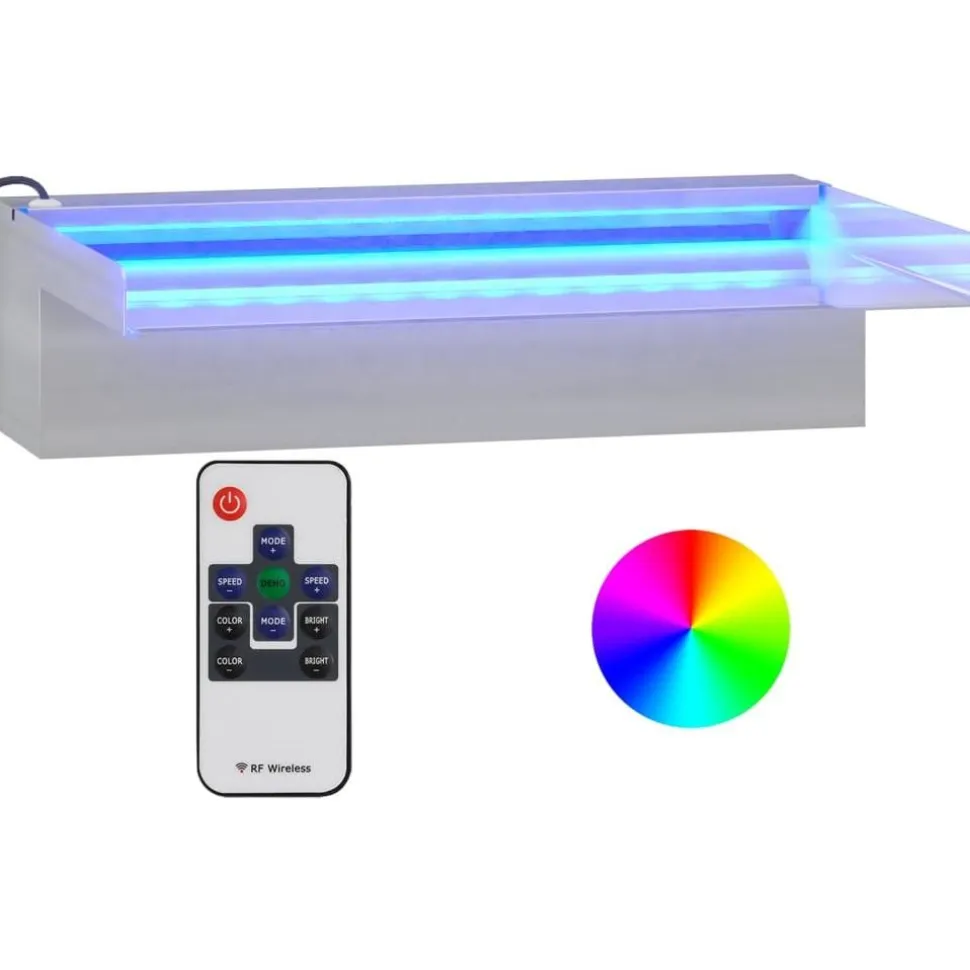 Vesiputous RGB LED-valoilla ruostumaton teräs eri kokoja