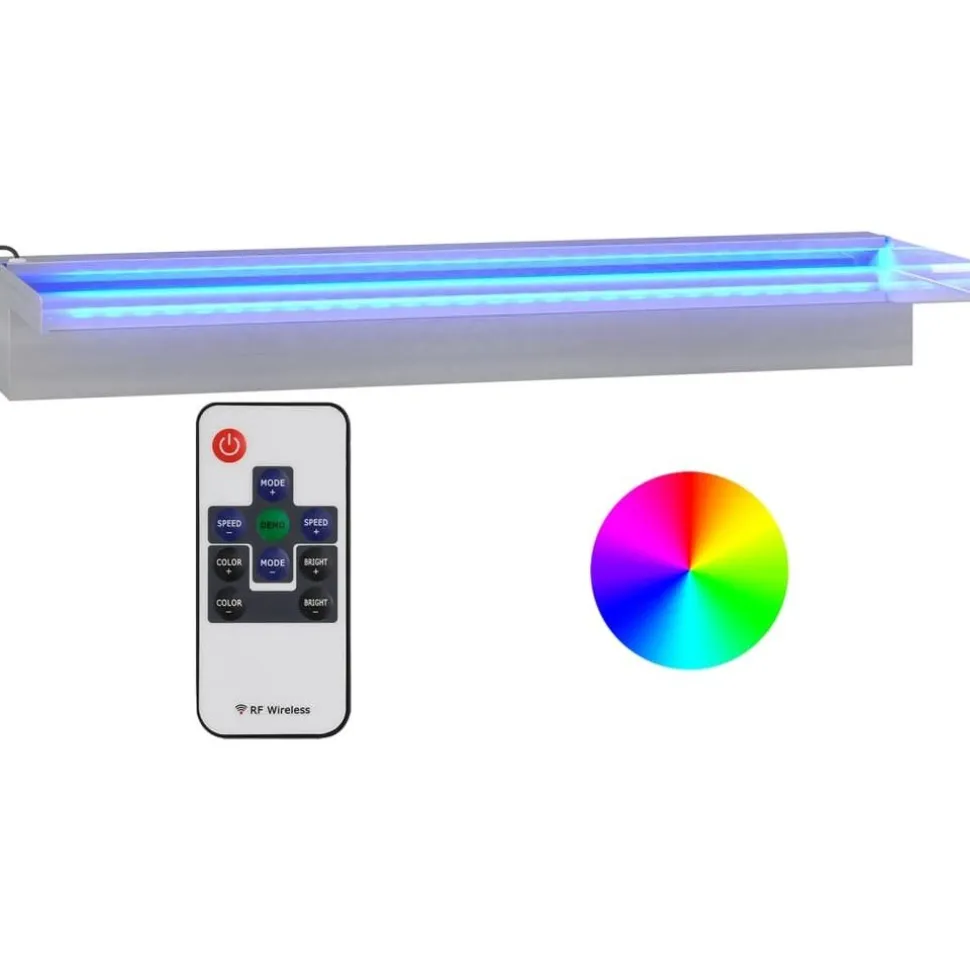 Vesiputous RGB LED-valoilla ruostumaton teräs eri kokoja