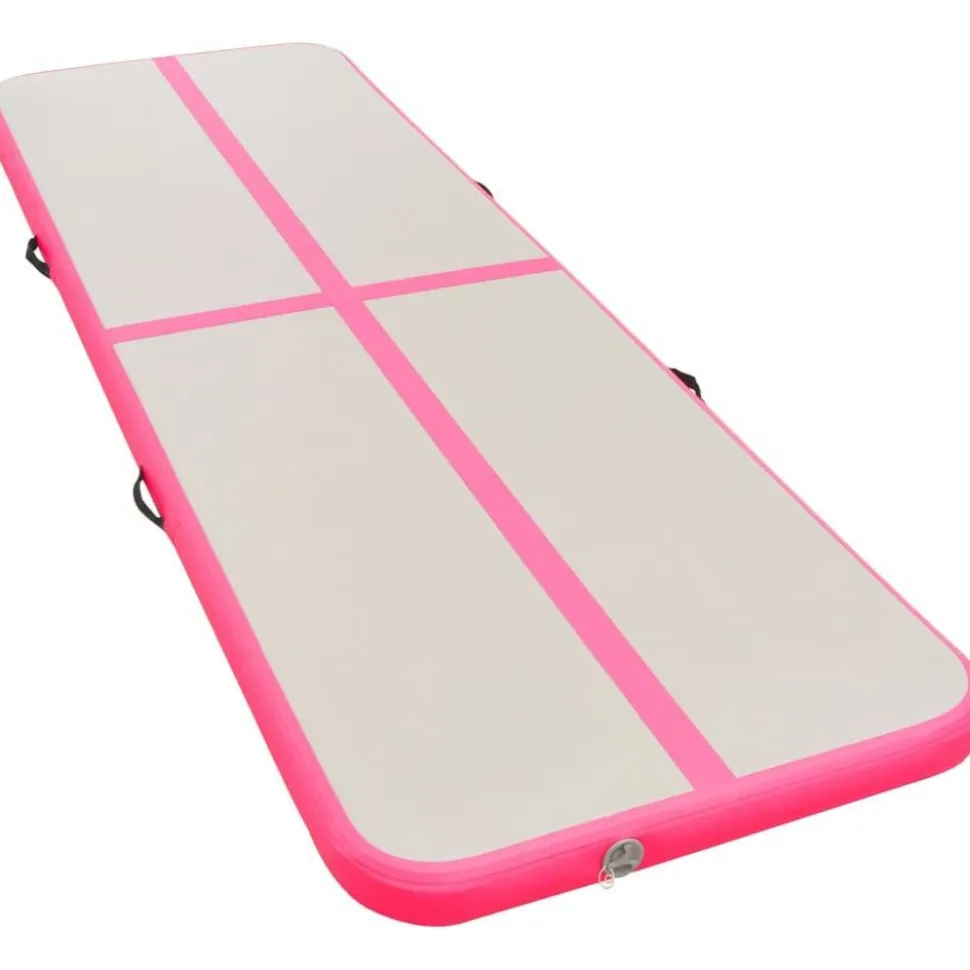 Voimistelumatto, täytettävä, pumpulla, 500x100x10cm, PVC, pinkki