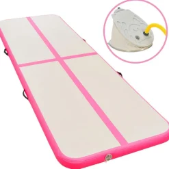 Voimistelumatto, täytettävä, pumpulla, 600x100x10cm, PVC, pinkki