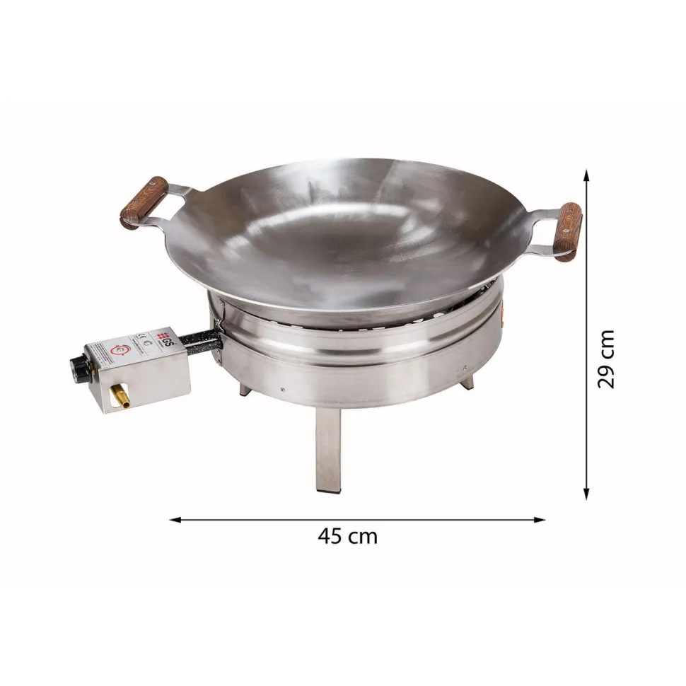 Wokkisetti GrillSymbol PRO-450 Ø 45 cm D-300 kaasupoltin säädinletkusetti