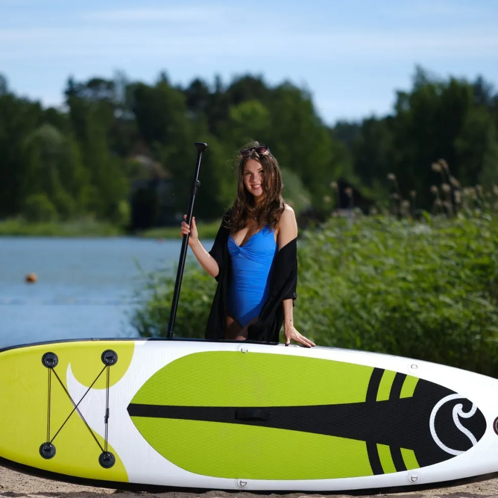 2x SUP-lautasetti Deep Sea Pro ilmatäytteinen 300 cm 15 PSI limenvihreä